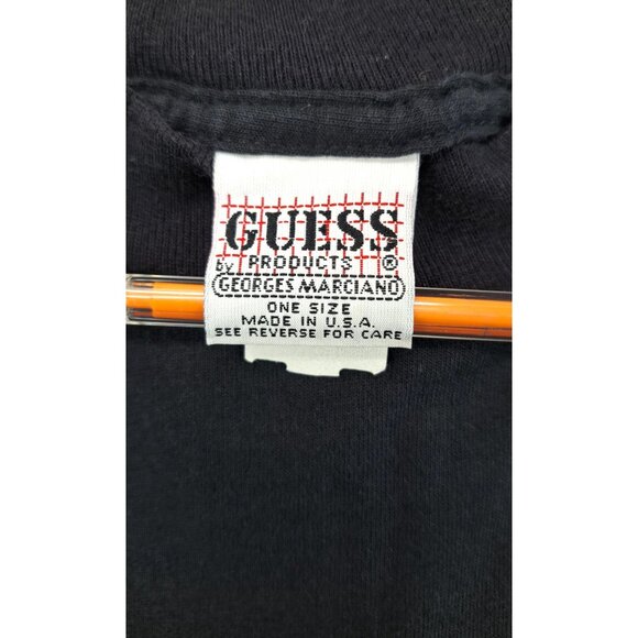 Vintage Guess Georges Marciano Embroidered Logo Crop T-Shirt Black Colorblock - Picture 5 of 7